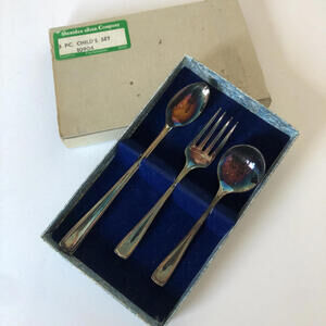 Vintage Child's Silver Utensils - 3-Piece Set - Sheridan Silver Company